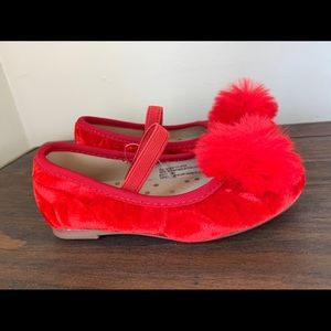 NEW Toddler Girls Red Velvet Shoes Size 7
